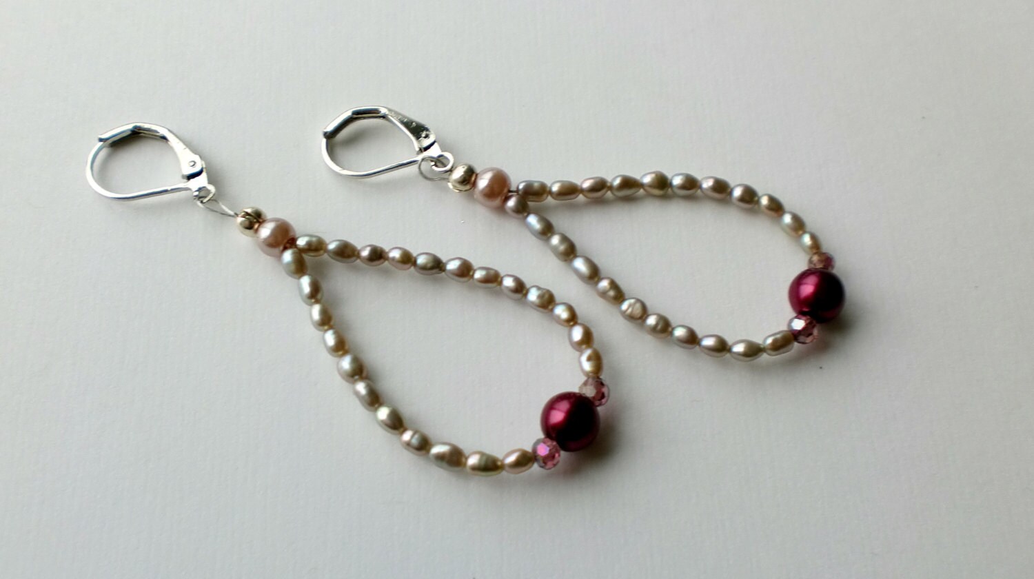 Freshwater and glass pearl teardrop beaded earrings with Czech | Etsy