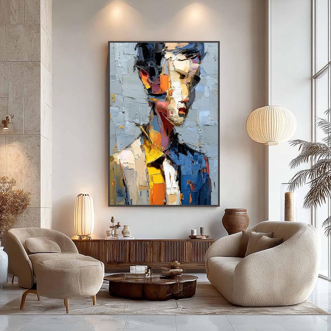 Curated visual reference: Expressionist Design Apartment Living Reference: Abstract Portrait Oil Painting Colorful Expressionism Art Textured