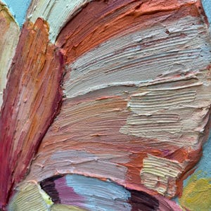 Abstract 3D Colorful Butterfly Oil Painting On Canvas, Large Textured Impasto Wall Art, Original Floral Artwork, Living Room Home Decor image 5