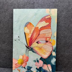 Abstract 3D Colorful Butterfly Oil Painting On Canvas, Large Textured Impasto Wall Art, Original Floral Artwork, Living Room Home Decor image 4