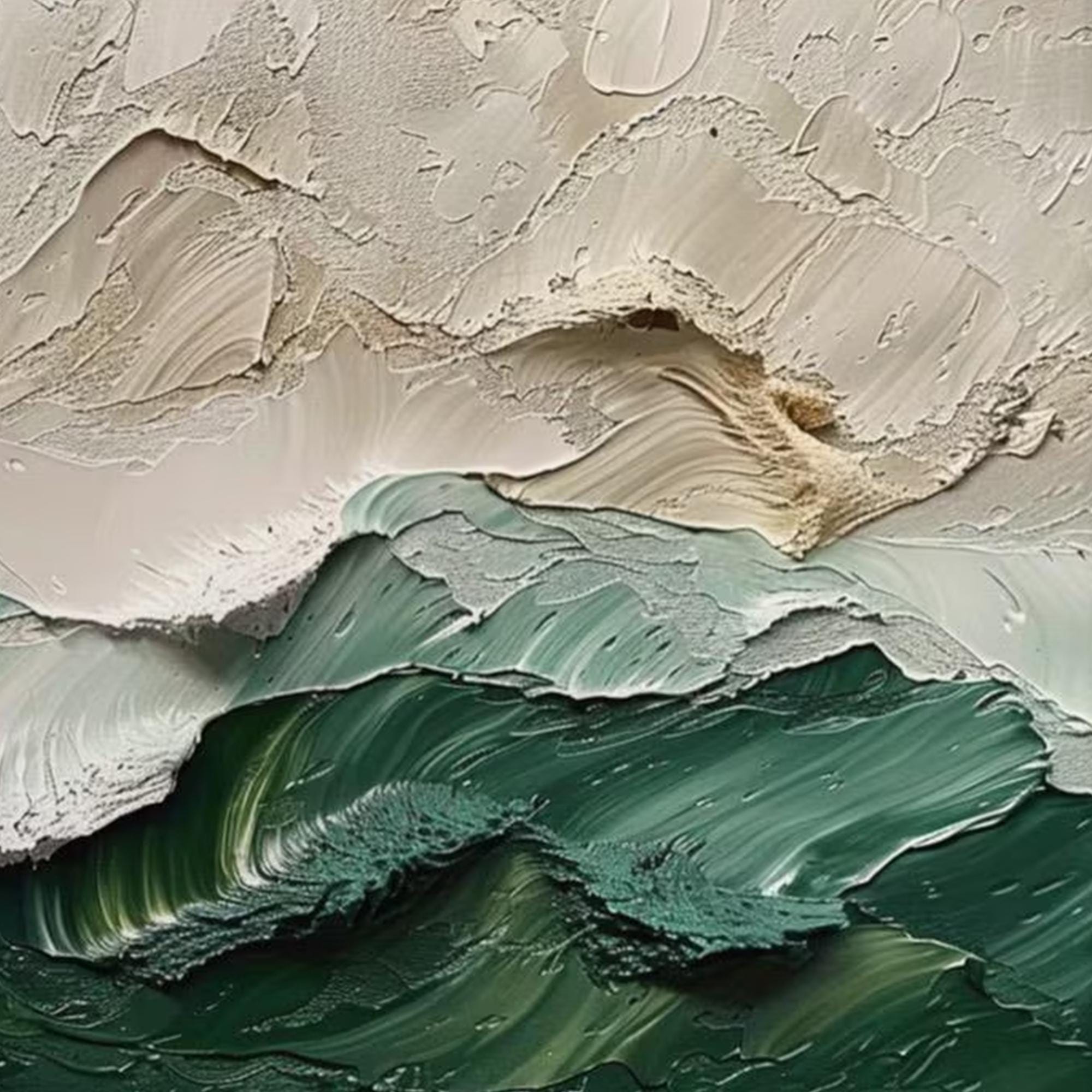 Large Textured Ocean Wave Painting, 3D Impasto Beach Painting on Canvas ...