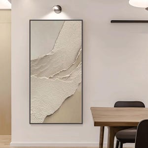 Large Textured Wall Art, Beige & White Abstract Painting, Minimalist 3D Art, Wabi Sabi Decor, Neutral Oversized Painting, Bedroom Wall Decor