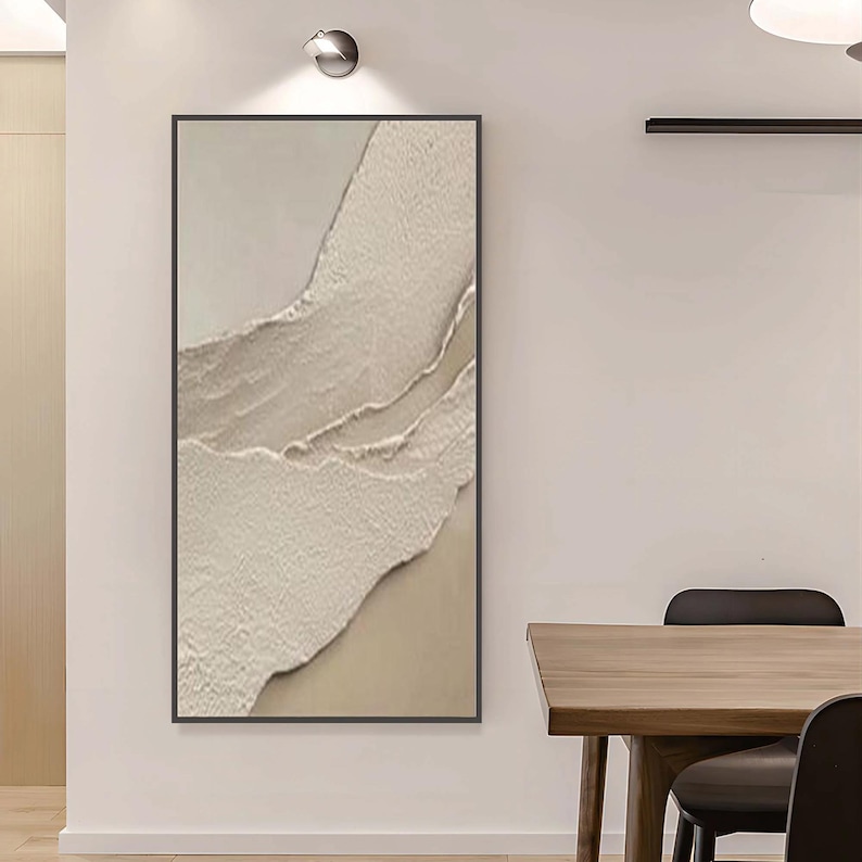 Large Textured Wall Art, Beige & White Abstract Painting, Minimalist 3D Art, Wabi Sabi Decor, Neutral Oversized Painting, Bedroom Wall Decor
