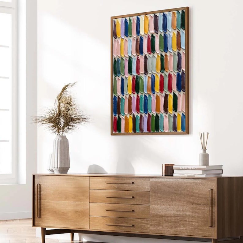 Textured Color Block Oil Painting, Large Abstract Palette Knife Canvas ...