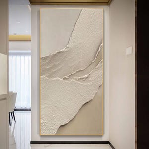 Large Textured Wall Art, Beige & White Abstract Painting, Minimalist 3D Art, Wabi Sabi Decor, Neutral Oversized Painting, Bedroom Wall Decor