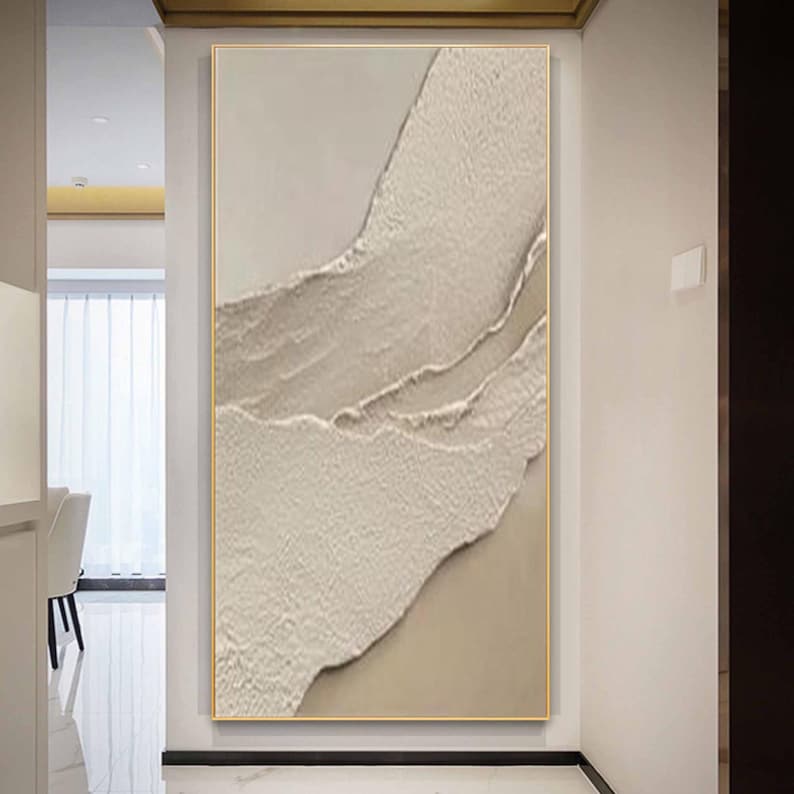 Large Textured Wall Art, Beige & White Abstract Painting, Minimalist 3D Art, Wabi Sabi Decor, Neutral Oversized Painting, Bedroom Wall Decor