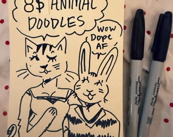 8 Dollar Sharpie Animal Doodles