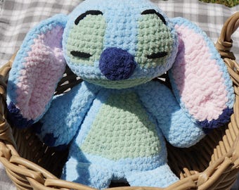 Hand Crochet Large Stitch Inspired Stuffed Animal Soft and Fluffy