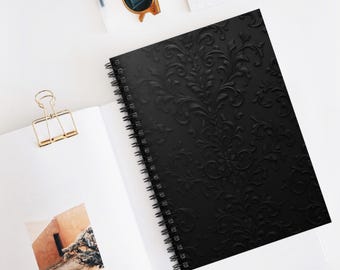 Gothic Black Floral Hardcover Journal - Matte Finish, 150 Lined Pages