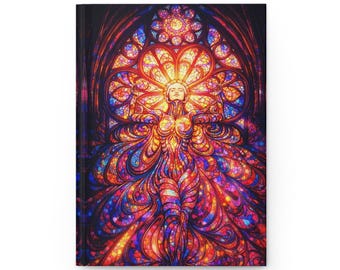 Stained Glass Angel Hardcover Journal | Spiritual, Vibrant Gothic Artwork