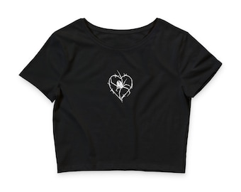 Barbed Wire Heart crop tee | Goth Heart Crop Top
