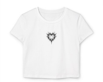 Black Heart Crop Tee | Small Heart Ink Splash Tee