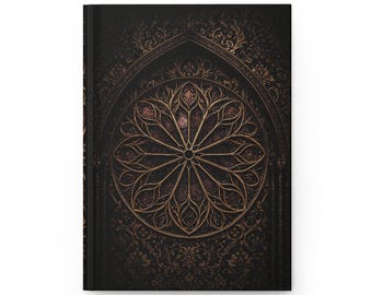 Vintage Ornate Rose Window Hardcover Journal | Gothic Mandala Notebook