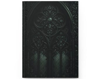 Diario con copertina rigida e finestra della cattedrale gotica / Quaderno opaco decorato scuro