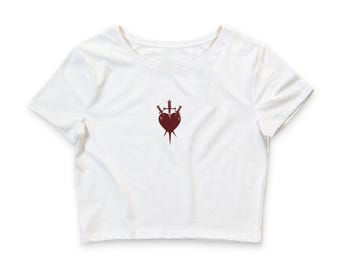 Bleeding Heart with Daggers Crop Tee | Gothic Heart Tattoo Top