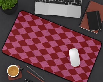 Tappetino da scrivania con motivo a diamante rosa / Tappetino per mouse con motivo geometrico