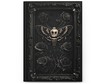 Death's-head Moth Skull Journal | Hardcover Matte Notebook, Gothic Rose