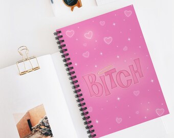 Pink Bitch Spiral Journal | Cute Notebook, Funny Gifts, Personalized Writing Journal, Self-Care Diary, Gift for Her