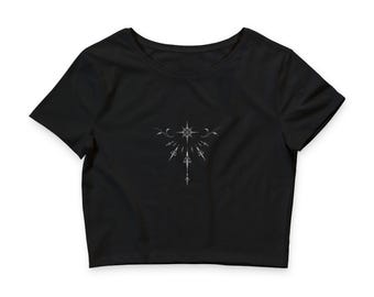 Minimal Crop Tee | Center Chest Sparkle Design