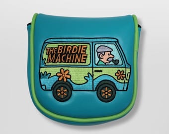 Golf Putter Cover – Birdie Machine Mallet Headcover – Magnetic Closure - Retro Cartoon Inspired