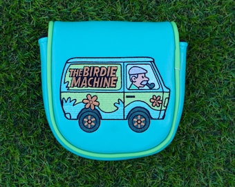 Golf Putter Cover – Birdie Machine Mallet Headcover – Magnetic Closure - Retro Cartoon Inspired