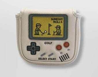 PREVENTA*** Funda para putter tipo mazo de juegos retro – Eje en el talón - Funda para cabeza de palo de golf inspirada en la Game Boy vintage