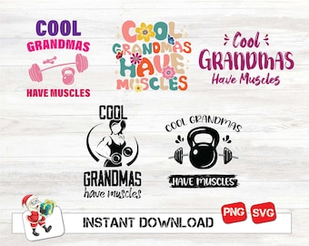 Omas haben Muskeln SVG PNG, Workout-Design (digitaler Download)