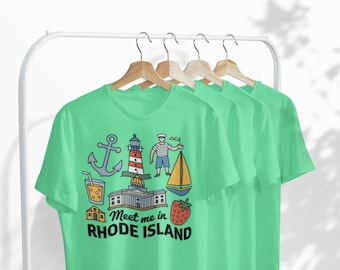 Meet Me in Rhode Island Unisex Softstyle T-Shirt; New England Souvenir