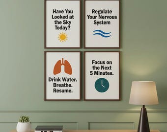 Psychische Gesundheit Poster Set - Therapie Büro Dekor, beruhigende Affirmationen (Digitaler Download 16 x 24 in JPEGs)