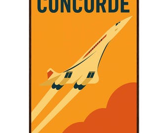Concorde Luftfahrt Poster - Vintage minimalistischer gerahmter Kunstdruck Geschenk für ihn