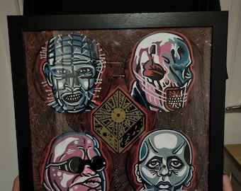 Hellraiser Cenobites gerahmtes Puzzle Kunst | Horror-Wand-Dekor | Gothic Film Kunstwerk