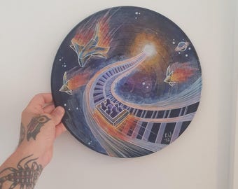 Guardians Of The Galaxy inspiriert Disney Space Achterbahn handgemalte 12 "Schallplatte Wanddekoration