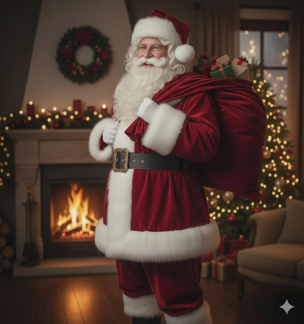 Handmade Red Velvet Santa Suit With White Faux Fur Trim. Classic ...