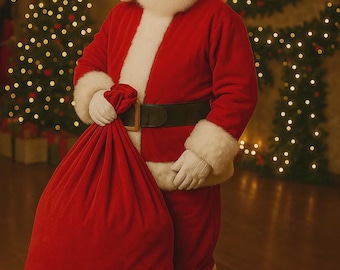 Red Velvet Santa Suit With White Faux Fur Trim Christmas Cosplay Costume Christmas Outfit For Men Women