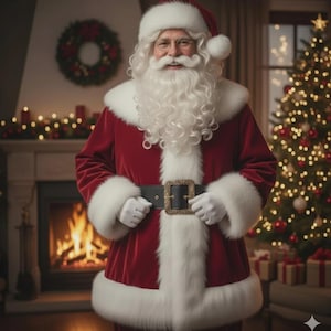 Handmade Red Velvet Santa Suit With White Faux Fur Trim. Classic ...