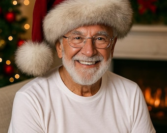 Real Fox Fur Christmas Santa Hat, Red & Burgundy Santa Hat, Christmas Gifts, Santa Costume Holiday Fur Hat