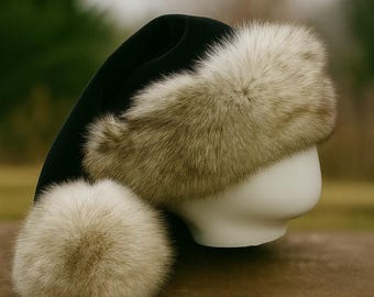 Real Fox Fur Christmas Santa Hat, Red & Burgundy Santa Hat, Christmas Gifts, Santa Costume Holiday Fur Hat