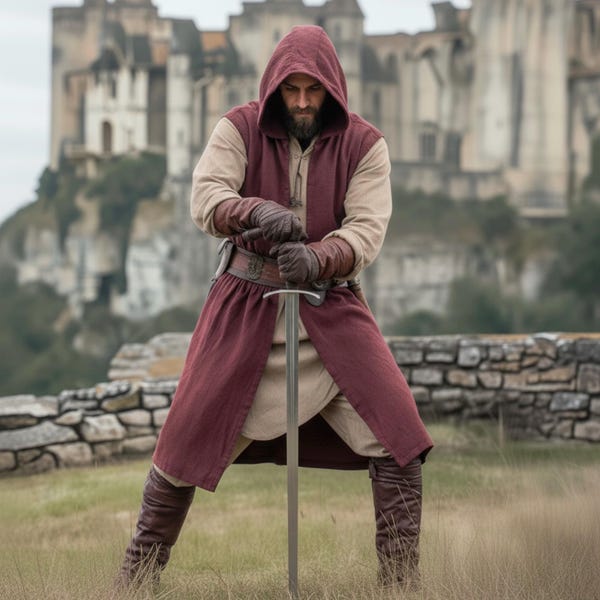 Capa medieval de lino con capucha: capa vikinga renacentista para LARP