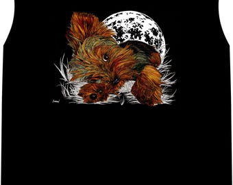 Compressie tanktop met Yorkie Terrier print, T-shirt met dierenprint, zwarte mouwloze workoutkleding, cadeau voor mannen, hardloopkleding