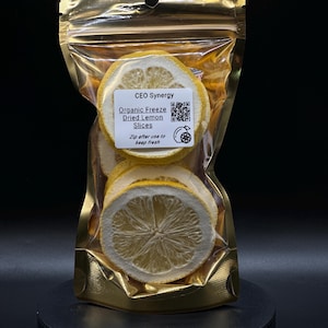 Frystorkade citronskivor, ekologiska utan tillsatt socker, citronskivor för te, cocktails, drycker och garnering