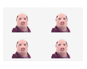 John Pork Funny Pig Face Sticker Sheets, Humorous Animal Decor