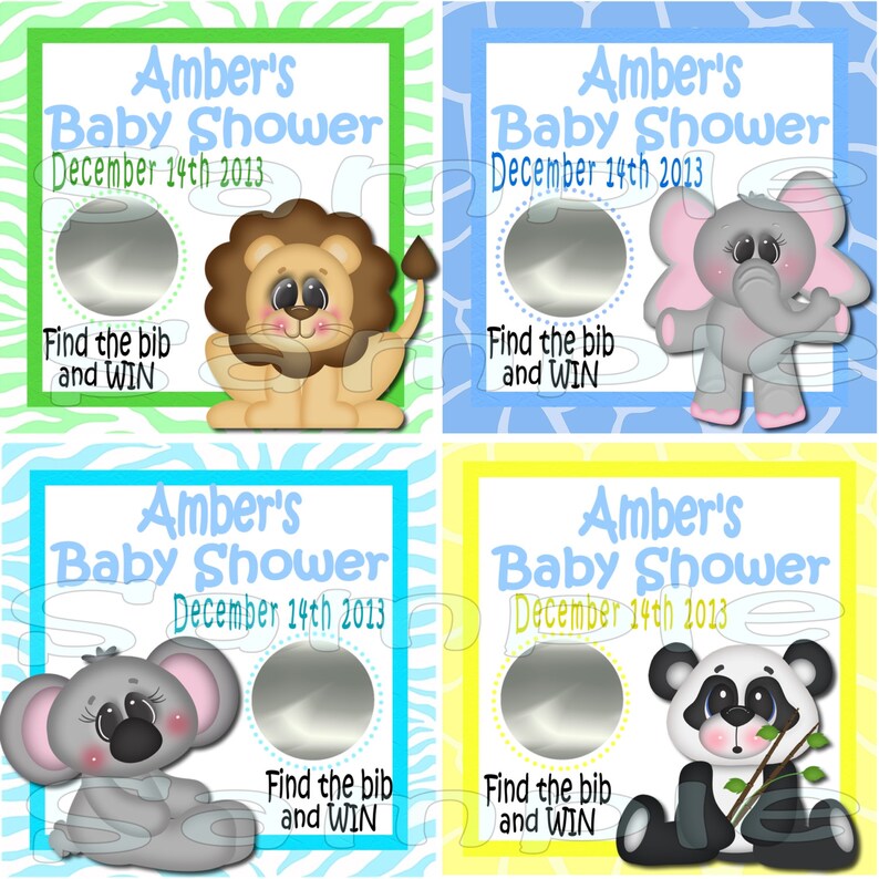 Jungle Baby Shower Game Baby Boy Scratch off Cards Scratch Etsy