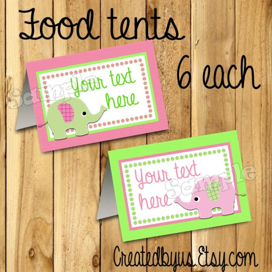Baby Shower Food Tent Cards Name Cards Table Place Cards Table