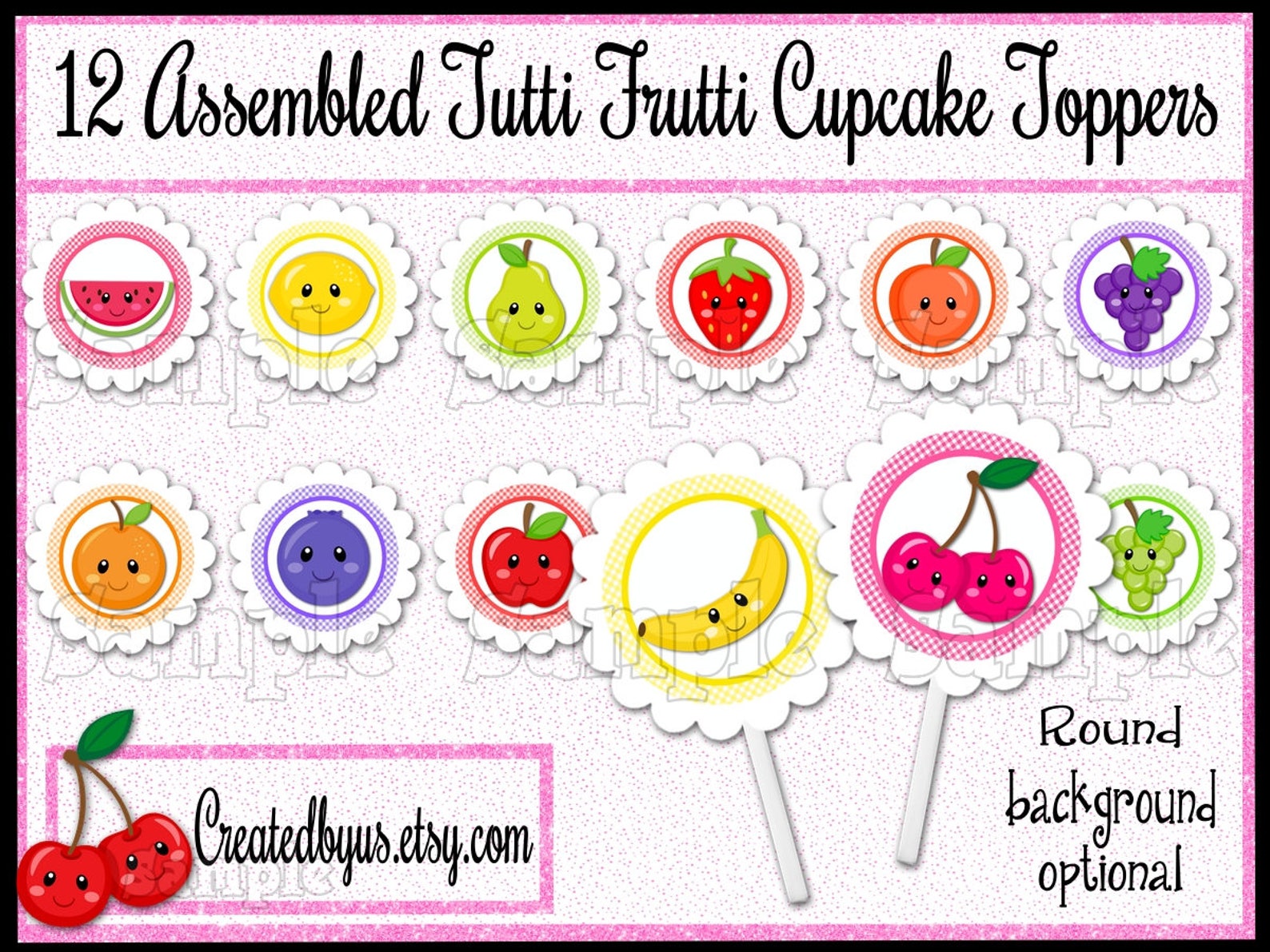 Fruity Cupcake Toppers Fruit Cupcake Toppers Two Fruitti Party Etsy