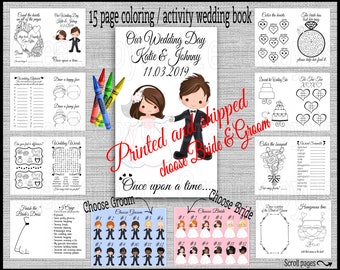 Custom Wedding Coloring Book Children's Activity Book 15 Page Wedding Table Activities Personalized Wedding game Reception Favor PRINTED