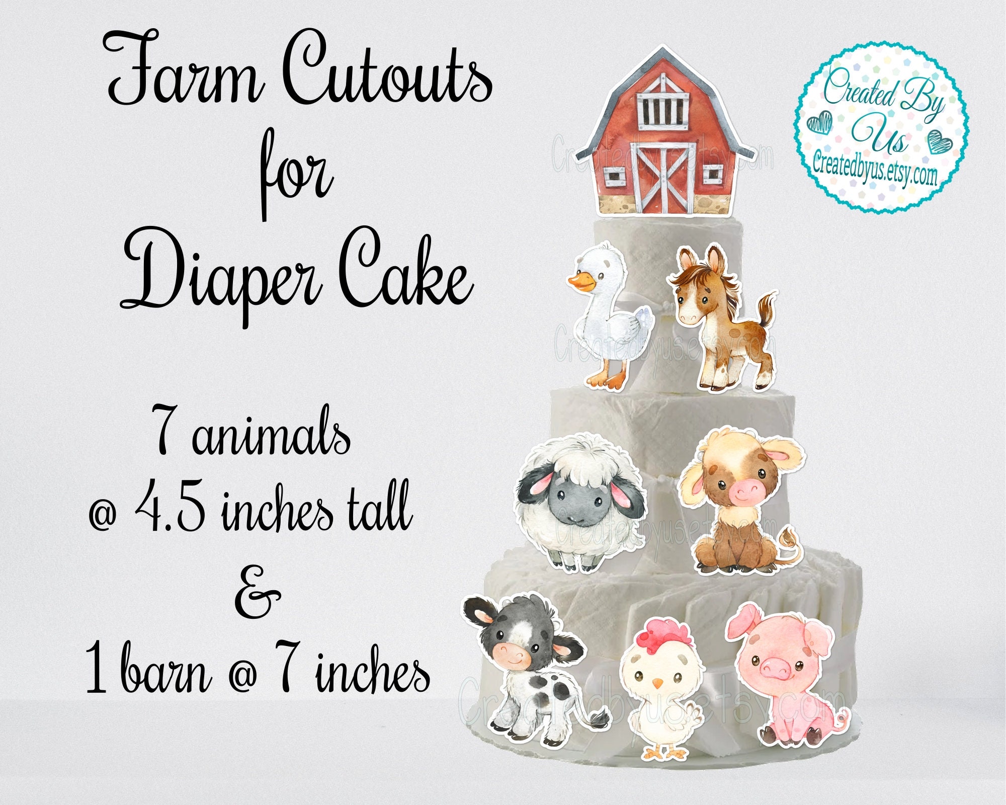 Farm Diaper Cake cutouts Barnyard decorations Red Barnyard Baby Shower Centerpiece decorations Farm Animal baby shower decor