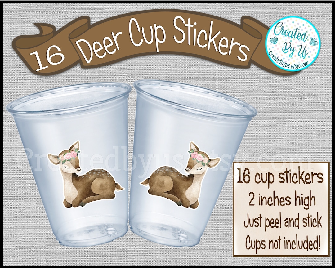 Baby Deer Party Cup Stickers Girl Deer Baby Shower Stickers Oh Deer