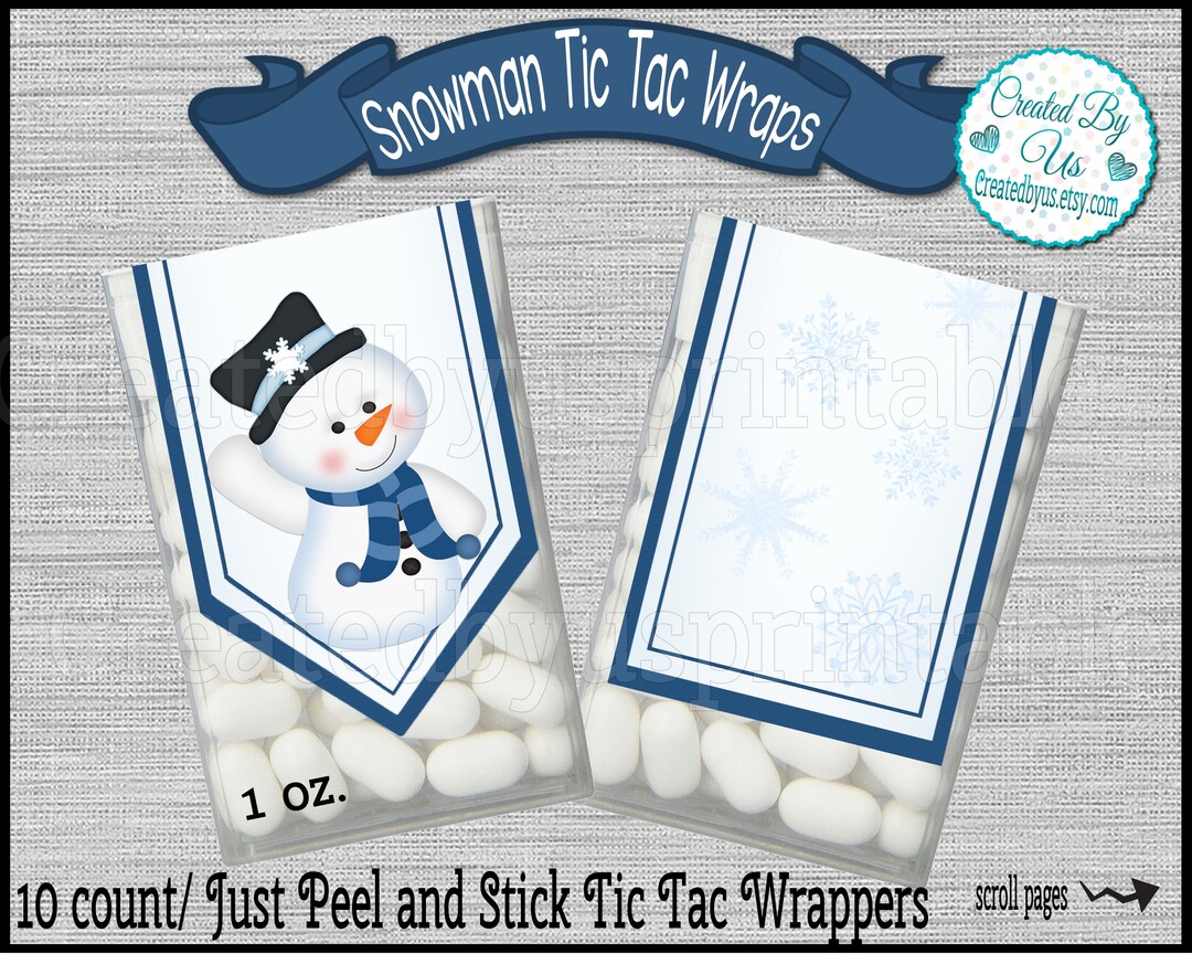 Snowman Tic Tac Labels Stocking Stuffers Christmas Favors Tic Tac ...