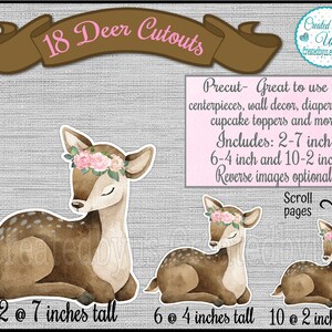 Girl Baby deer cutouts party decorations Oh Deer baby shower Baby deer centerpiece decorations Woodland 1st Birthday table decor 18 Die cuts