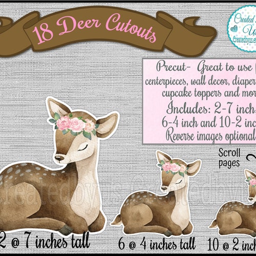 Girl Deer Baby Shower Stand up Deer Cutouts Party Decorations Etsy